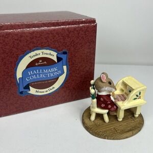 Hallmark Tender Touches Mouse at Desk Figurine Message of Xmas is Love VTG 1989